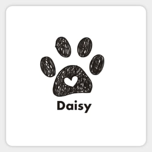 Daisy name made of hand drawn paw prints Sticker